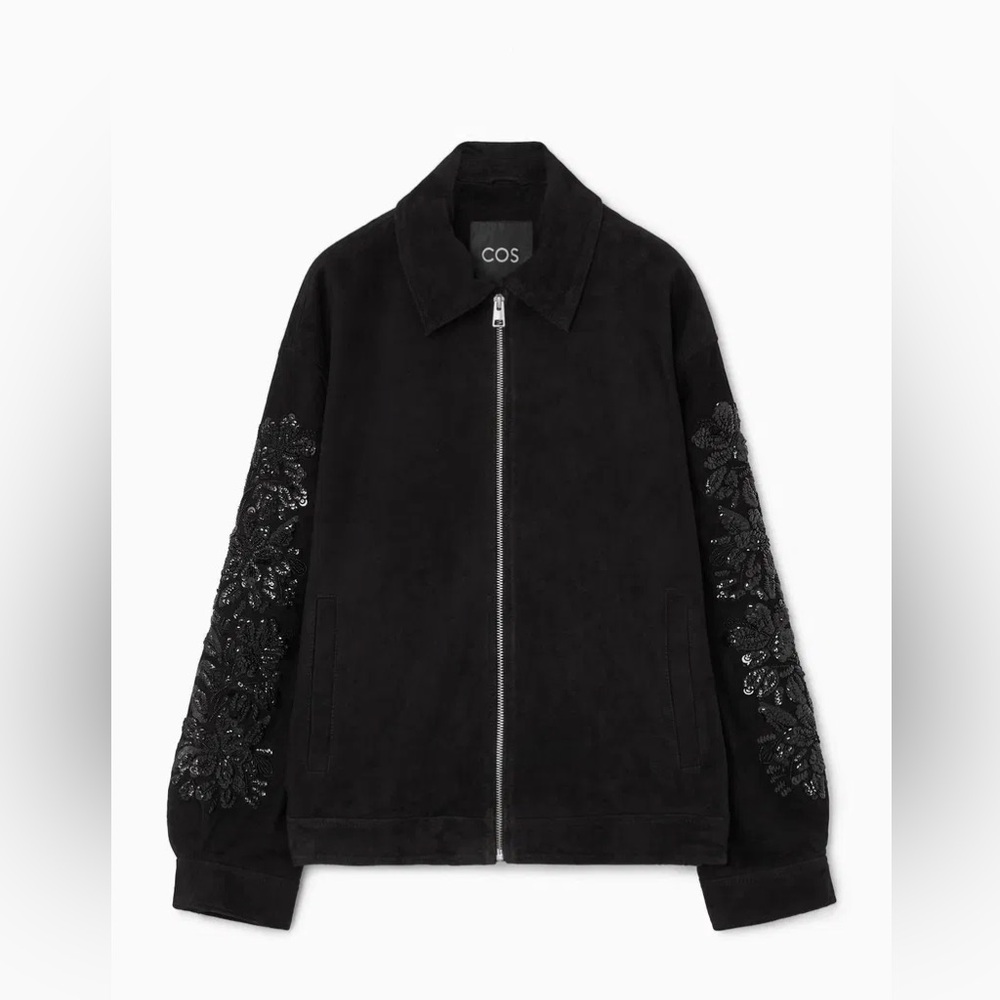 NWTCOS Black Suede Sequin Embroidered Women's Jacket
